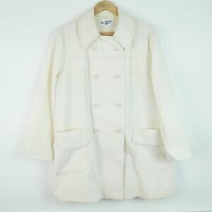 Vintage M L Peacoat 60s Mod Swing A Line Cream White Preppy Retro Spring Twee